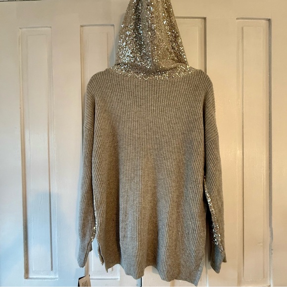 I.N.C. Silver Sequin Sweater Hoodie NWT - Picture 6 of 7